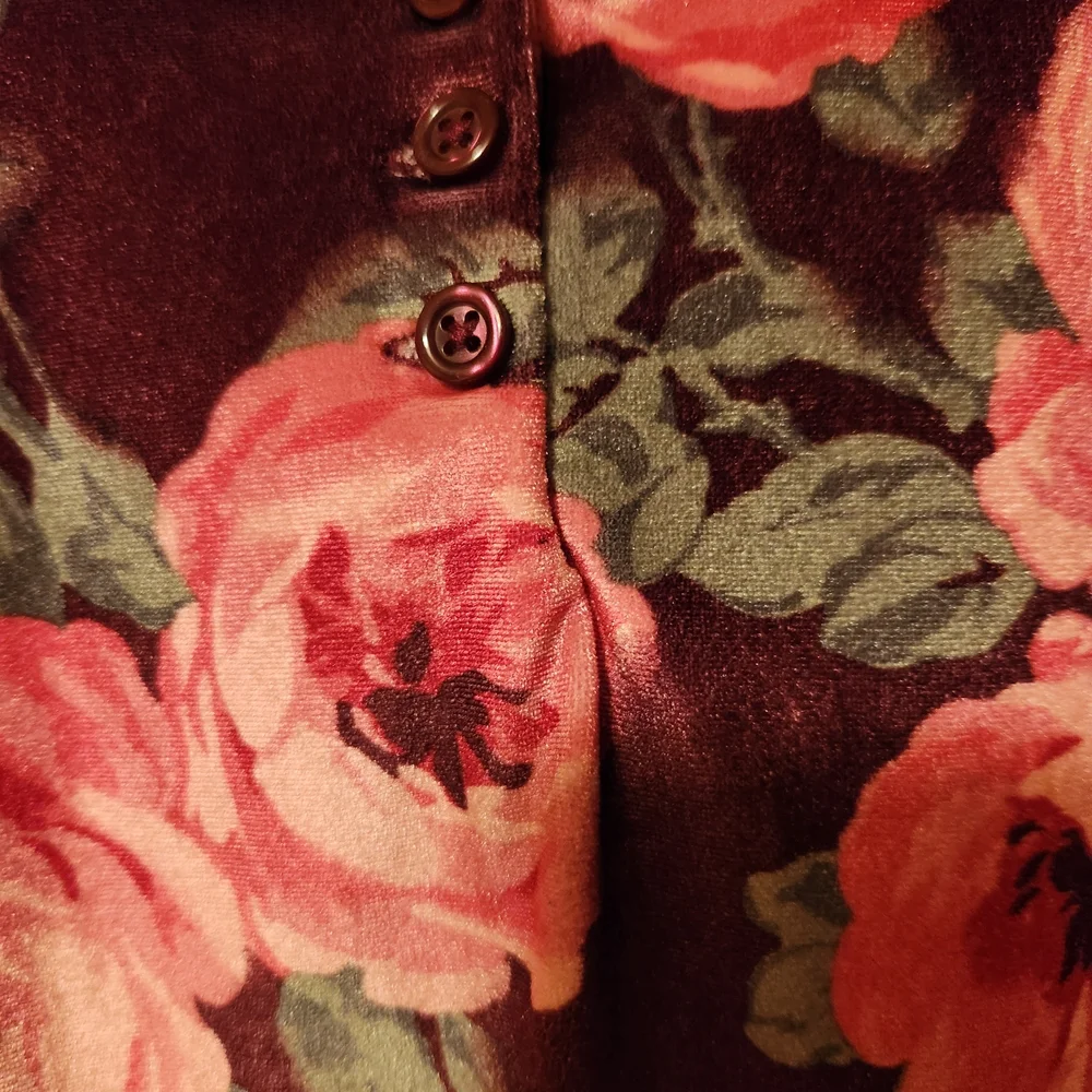 Gymboree Floral Dress - Pink & Green on Deep Burgundy Background, Size 7, NWOT